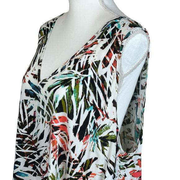 Ava & Viv Top Women Size 2X Tropical Crisscross Strappy Back High Low Coastal - Picture 2 of 13